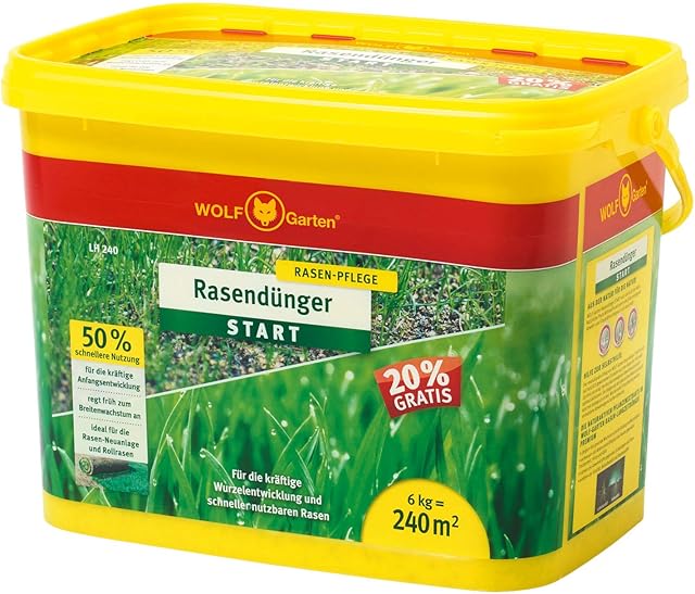 WOLF-Garten WOLF-Garten | Rasendünger Start LH 240 für 240m²; für die rasche Anfangsentwicklung junger Rasenpflanzen; 3833035 — Saat & Dünger