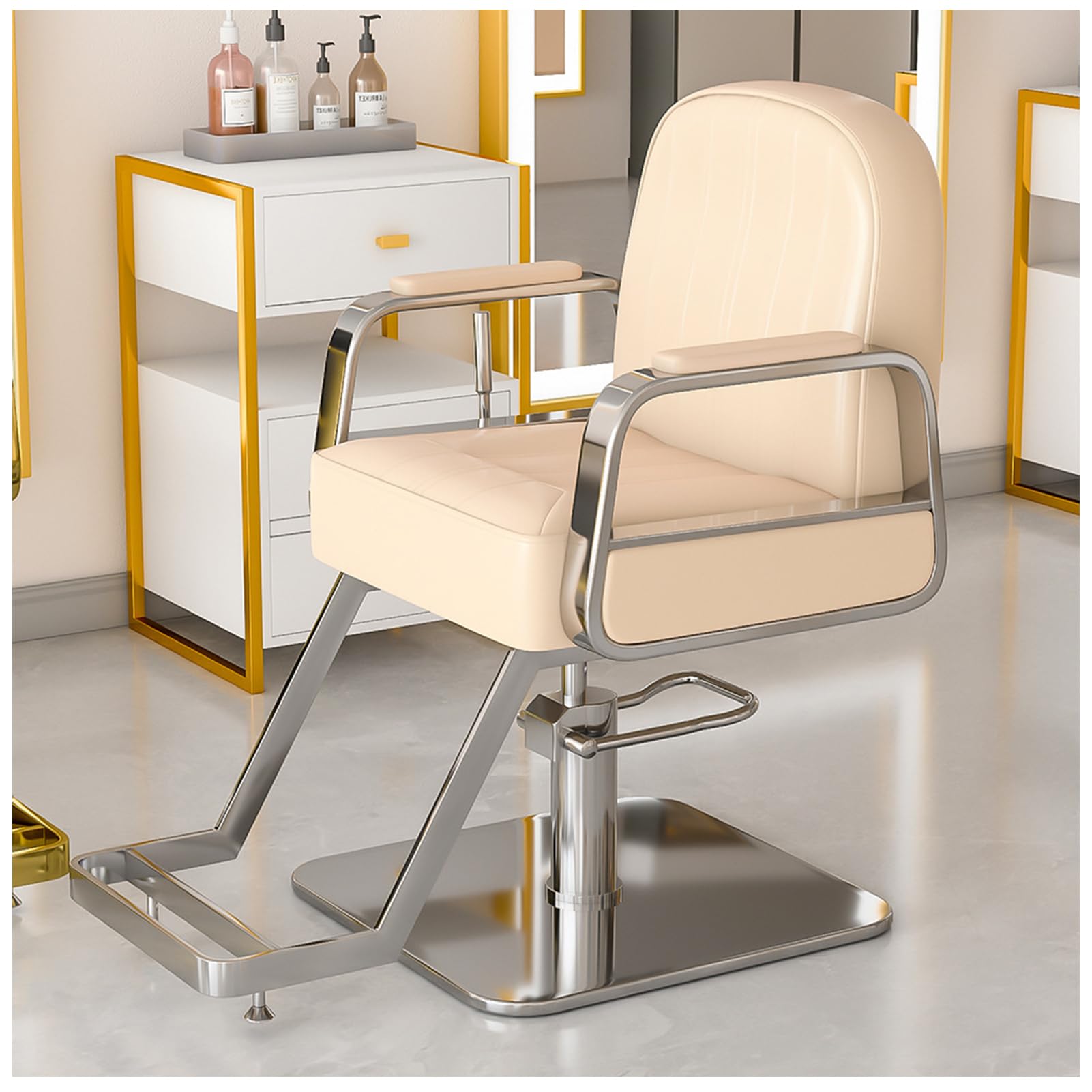 OZBMA Hair Salon Chair Hydraulic Barber Chair, Braiding for Stylist Heavy Duty, Styling Hairdressing Beauty Spa Equipment,Grey,Silver C (White Silver C)