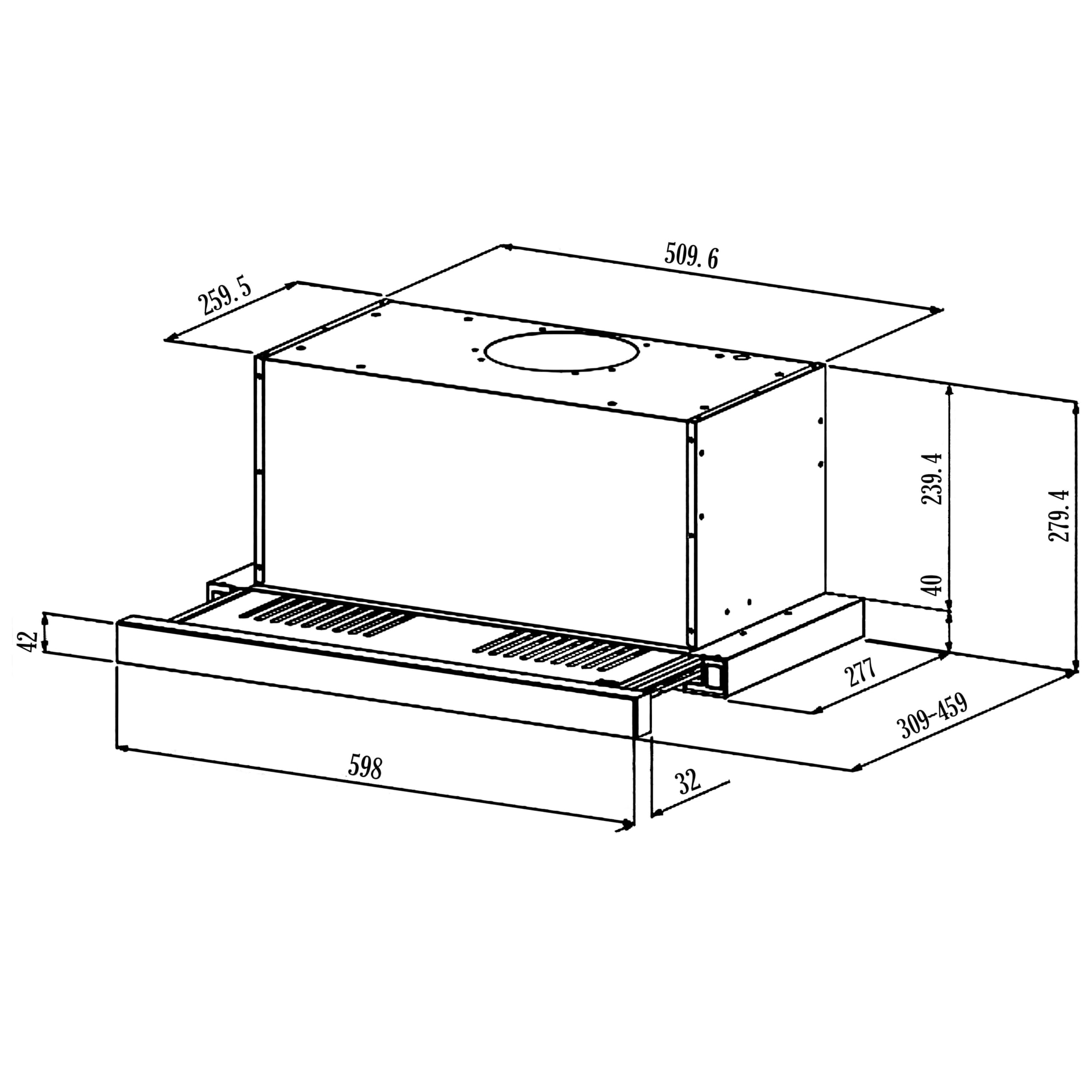 Cecotec Bolero Flux Teleskop-Dunstabzugshaube 60cm 606,4 m³/h Energieklasse A++ Bewegungssteuerung Booster