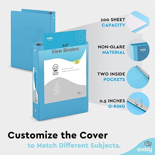 Vista 98 de Carpeta de 3 anillos de 1 pulgada, cubierta transparente de 1 pulgada con 2 bolsillos interiores, carpetas de anillos redondos de colores, en gris