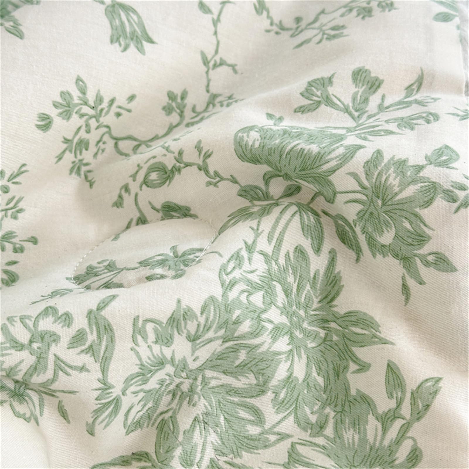 Fansu 100% Algodón Colcha Acolchada Fina Suave Cubrecama Rellenos Finos Toda Temporada Edredón Colchas Bouti Cama 90/135/150, Manta para Sofa Encaje Blanco (Enredaderas Verdes,200x230cm)