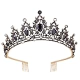 Black Swan Costume Crown, Vampire Evil Queen Black Tiara - Vofler Halloween Gothic Witch Women Headpiece Hair Accessories for Bride Princess Girl Birthday Cosplay Party Prom Quinceanera Homecoming