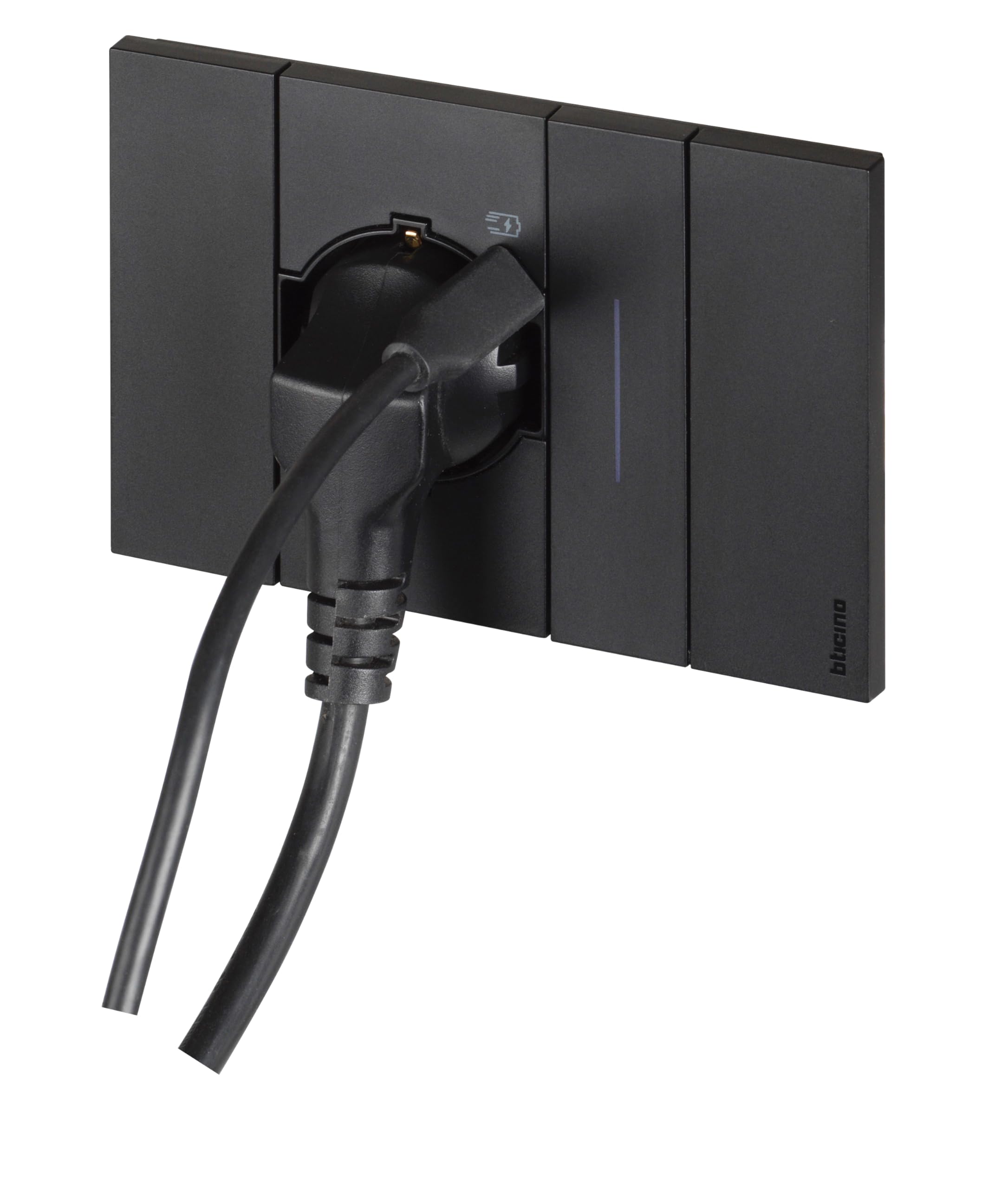 Prise BTICINO MatixGO P40 + Chargeur USB Type C Quick Charge 18W - Double Compatibilité Italienne/Schuko - Alvéoles Protégées Enfants - Blanc - JW4140A16USB