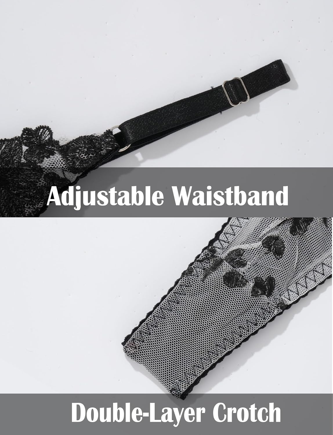 Sexy Underwire See-through Mesh Floral Embroidered Lingerie Set for Women S-L - Image 4