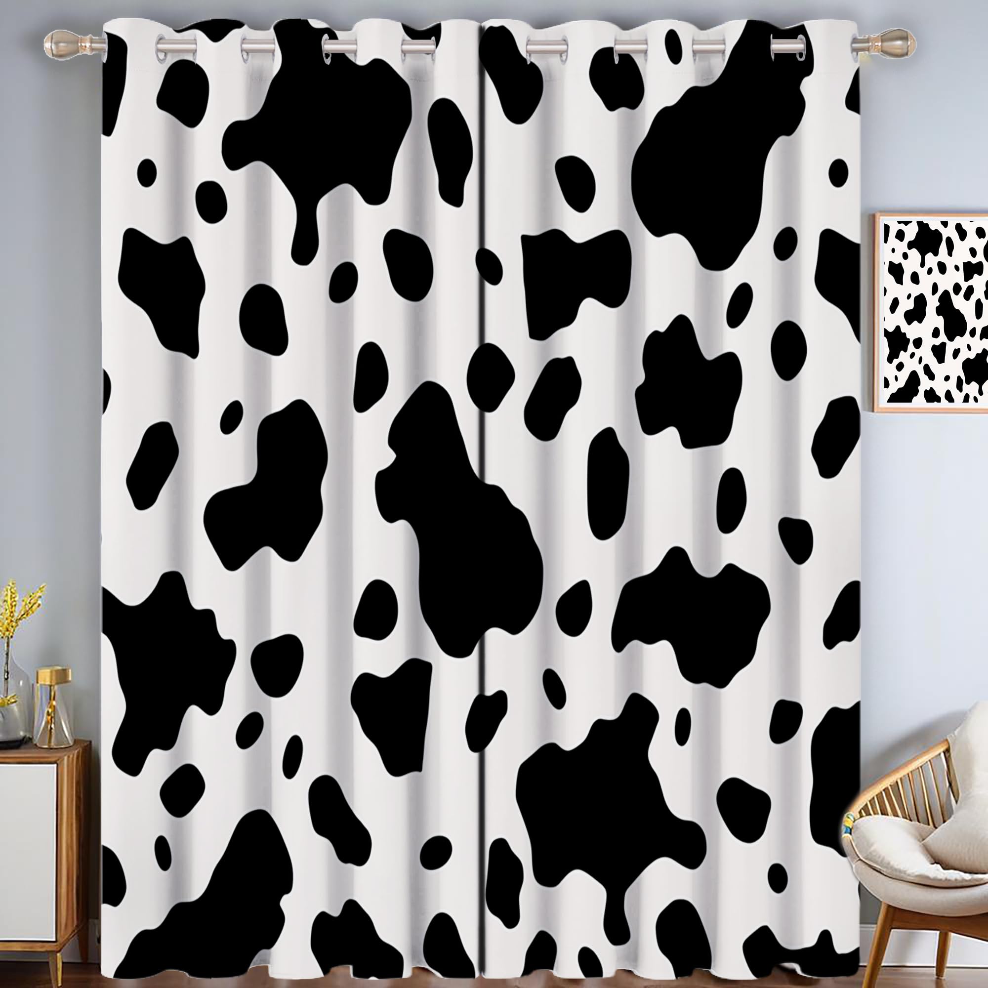 Rideau occultant anti froid motif vache pour stopper la lumière et isoler vos fenêtres