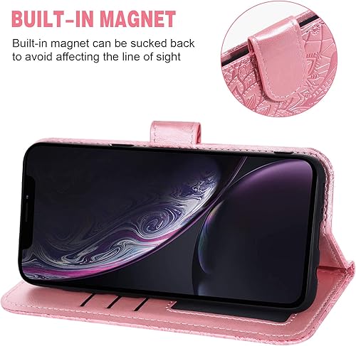 Miniatura 10 de Asuwish Funda de teléfono para iPhone XR 6.1 con protector de pantalla de vidrio templado y ranura para tarjetero, función atril, cartera de encaje