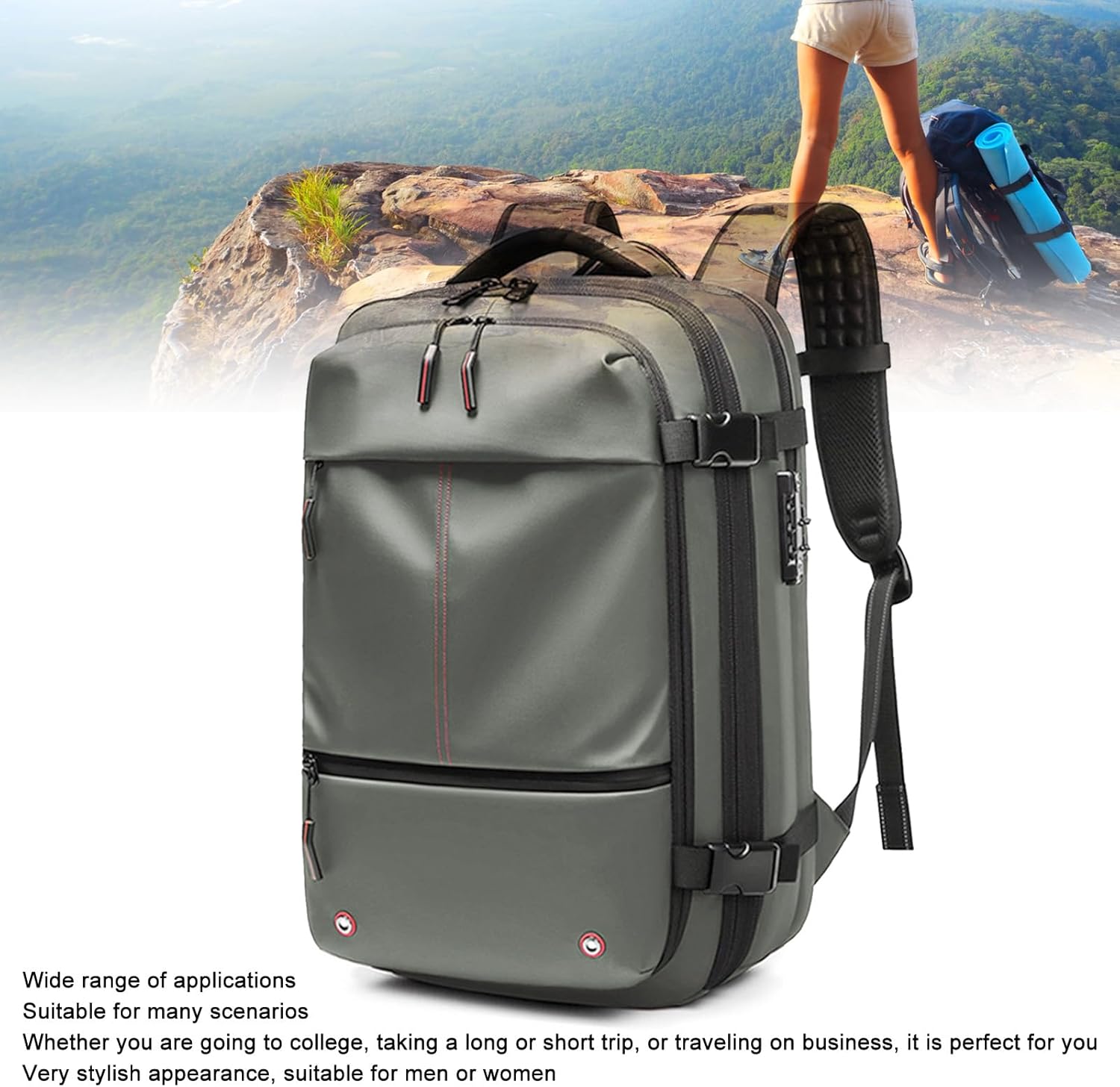 [TOPINCN] 男性用拡張可能なトラベルバックパック積載容量豊富な防水バックパック旅行ビジネス用バッグ真空ポンプ付き防水多機能ス