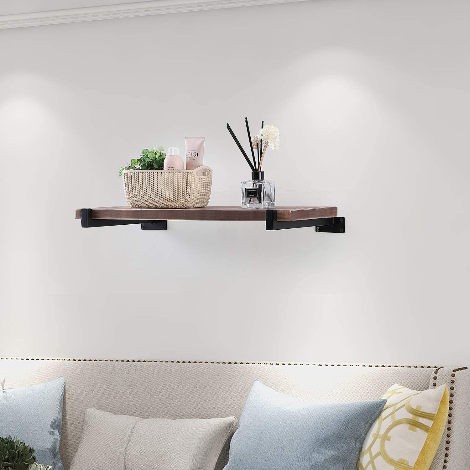 Buy Floating Shelf Brackets，6 Pcs Heavy Duty Wall Mounted Shelf Brackets, 12 Inch Black