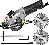 GALAXPRO 4Amp Mini Circular Saw with Laser Guide, 3500RPM, 1-11/16" Depth - Compact 4-1/2" Blade for Wood, Plastic, Soft Metal