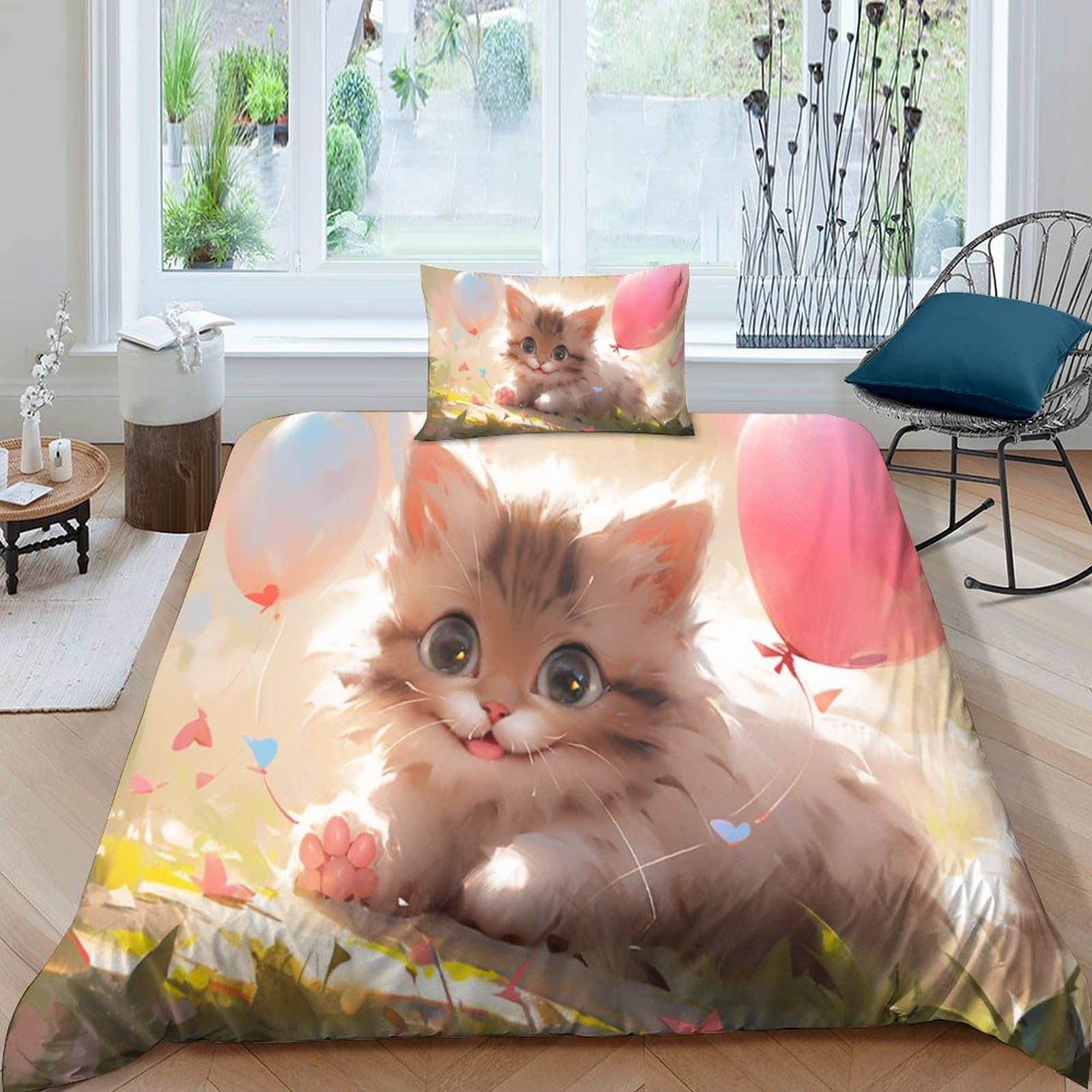 Housse de couette respirante chatons en microfibre super douce pour un sommeil frais