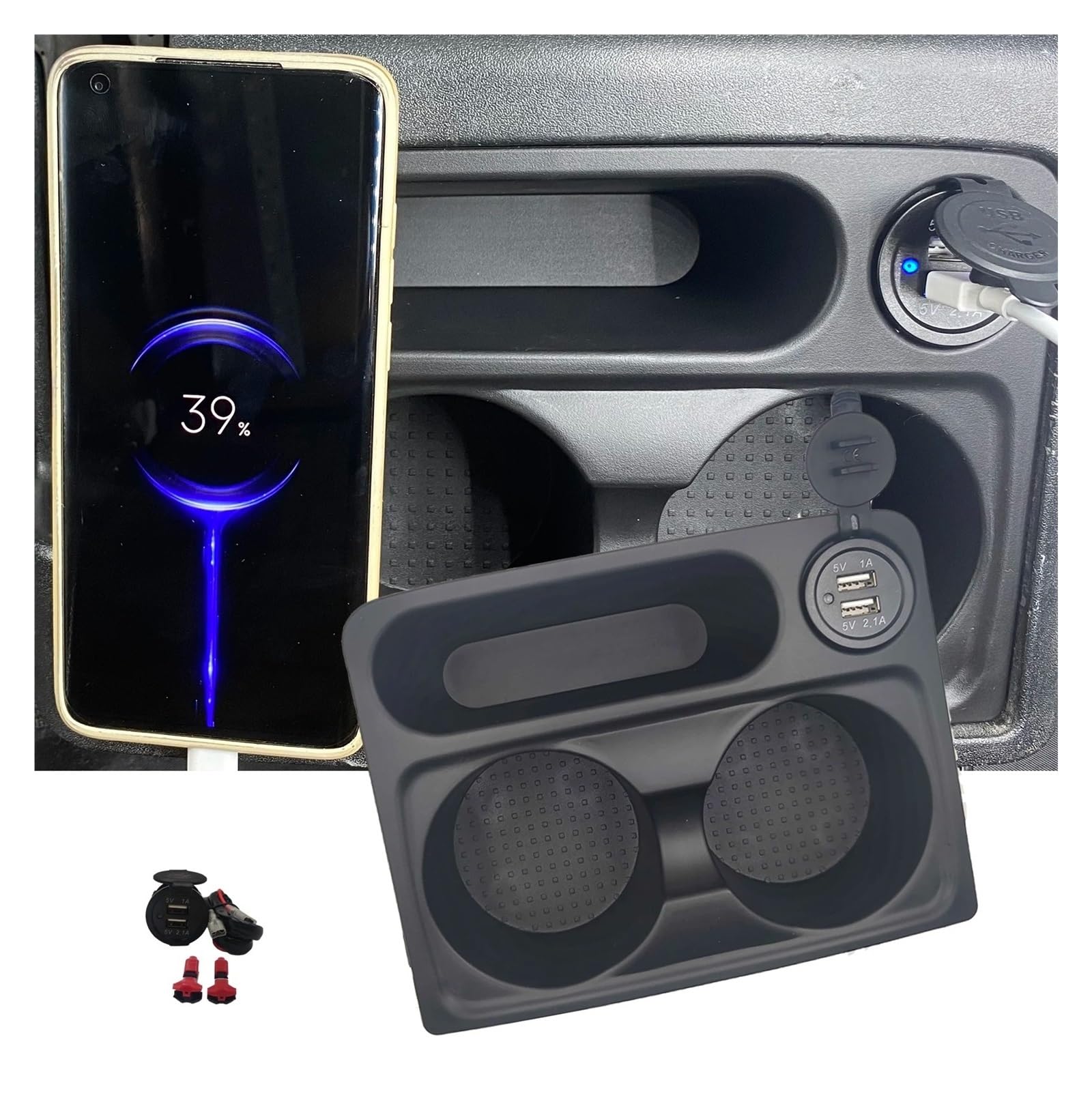 Porta Vasos Ajustable Coche para Mitsubishi para Pajero Montero V73V75V77 2001-2005 con Soporte para Vasos USB Consola Caja Interior(A)