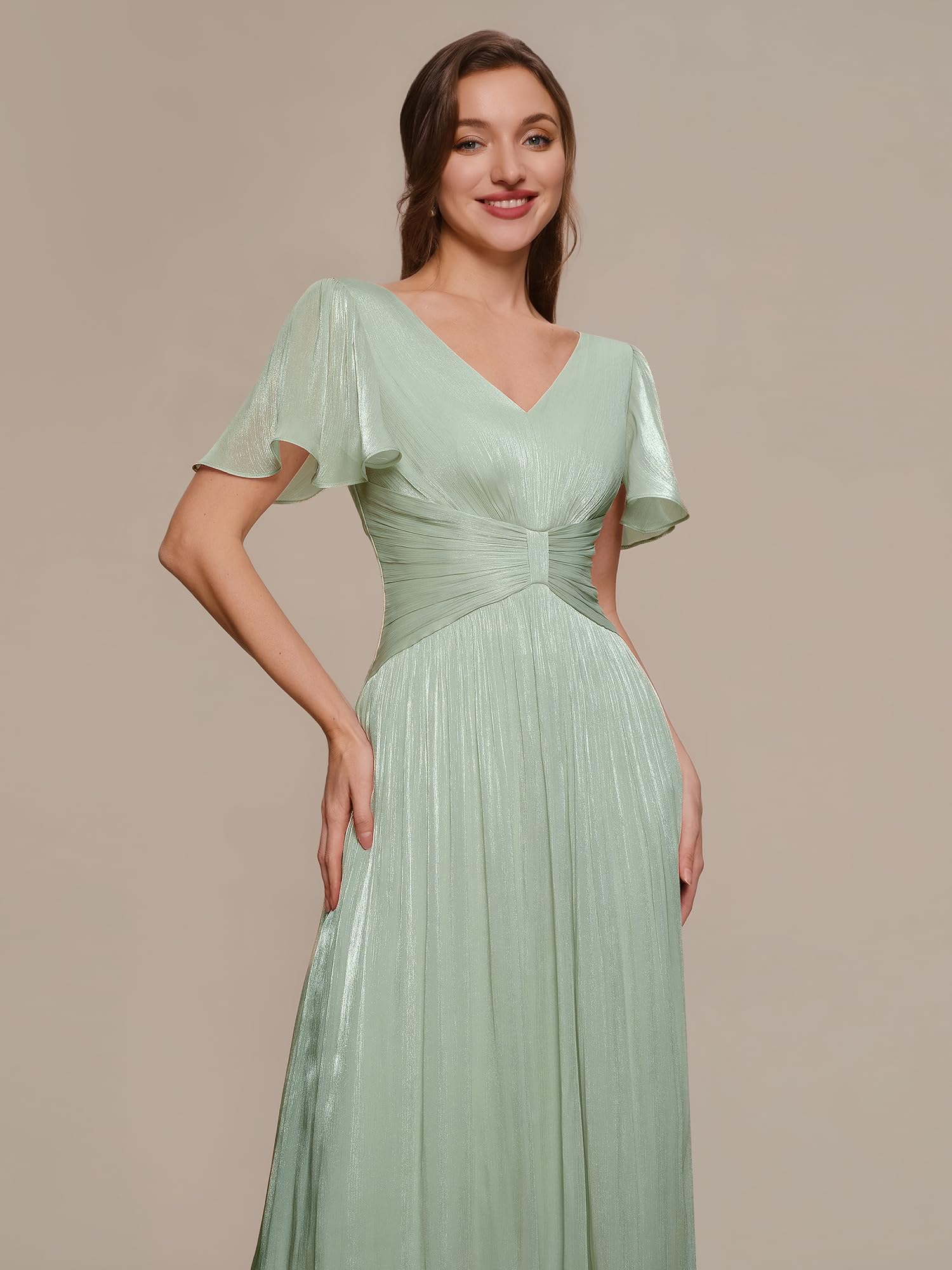 Ever-Pretty Kleid für Hochzeitsgäste Midi Sommer Kurzarm Abendkleider EG02770
