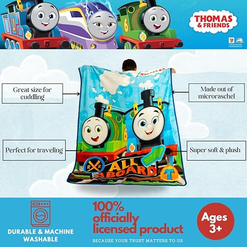 Miniatura 3 de Franco Thomas and Friends - Ropa de cama para niños, manta súper suave de micro raschel, 46 x 60 pulgadas, (producto oficial con licencia)