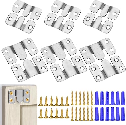 Soporte de montaje empotrado de acero inoxidable con clips en Z entrelazados, tacos franceses, ganchos de fotos grandes y resistentes para