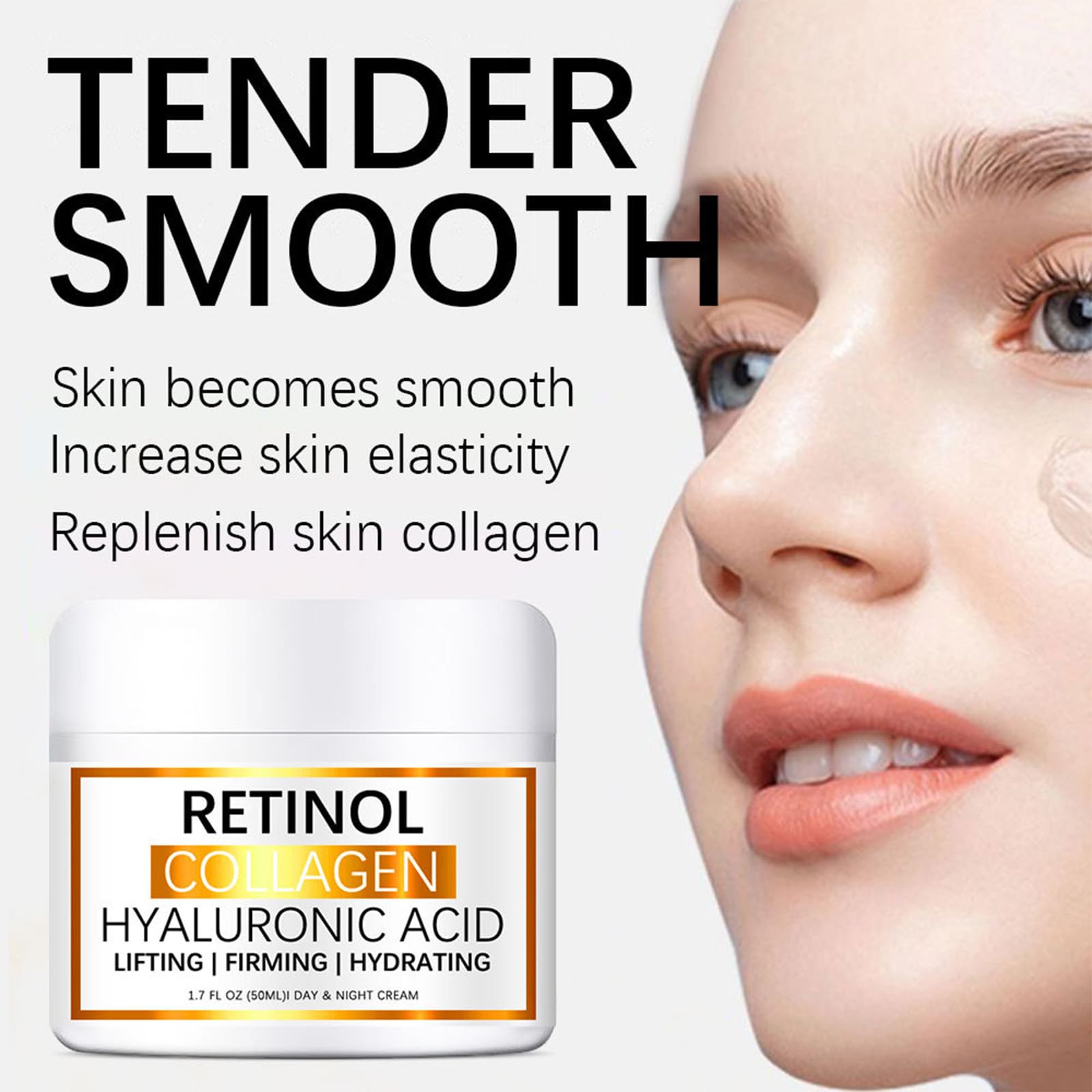 2PCS Retinol Collagen Cream for Face with Hyaluronic Acid & Vitamin E, Anti Aging-Anti Wrinkle Face Cream for Day & Night, Reduce Fine Lines Lifting and Firming Cream for Women - Image 4