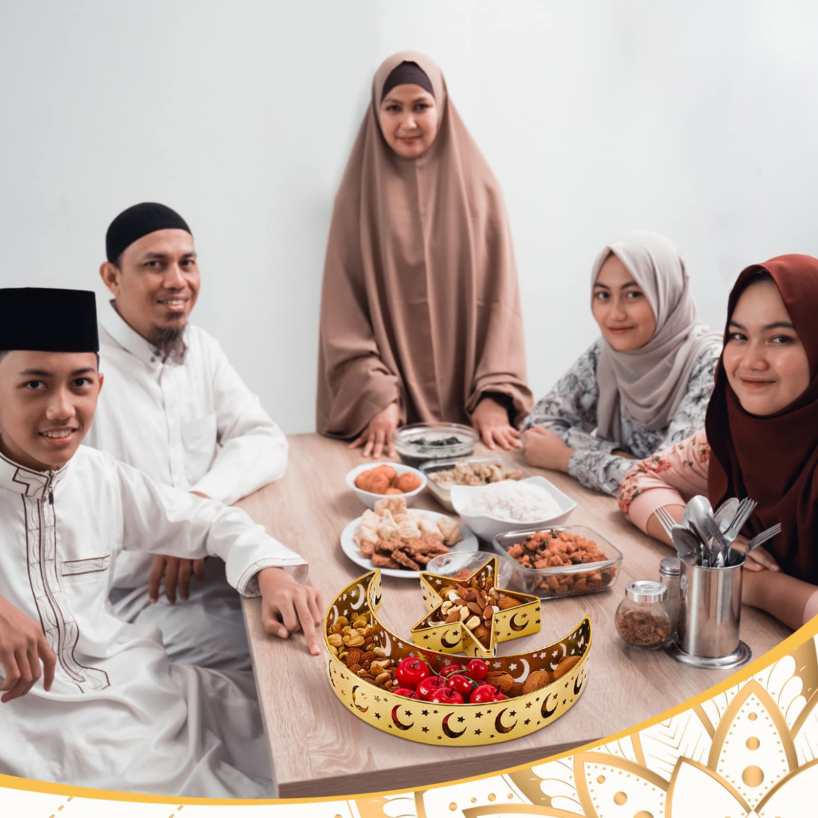 Plateau En Bois Eid Mubarak-Mosquée De Lune Du Ramadan-Décoration De