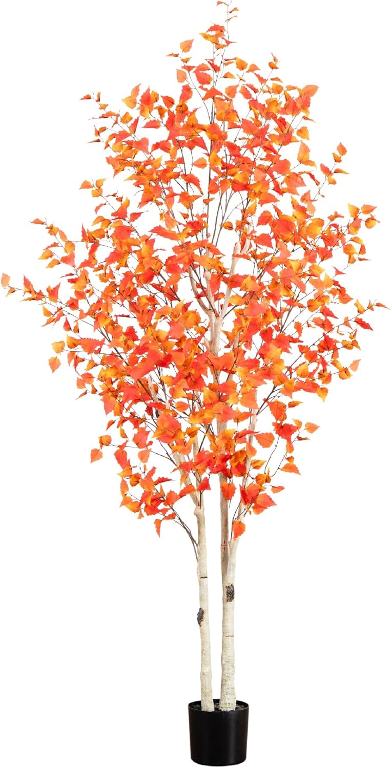 Nearly Natural 8ft. Autumn Birch Artificial Fall Tree