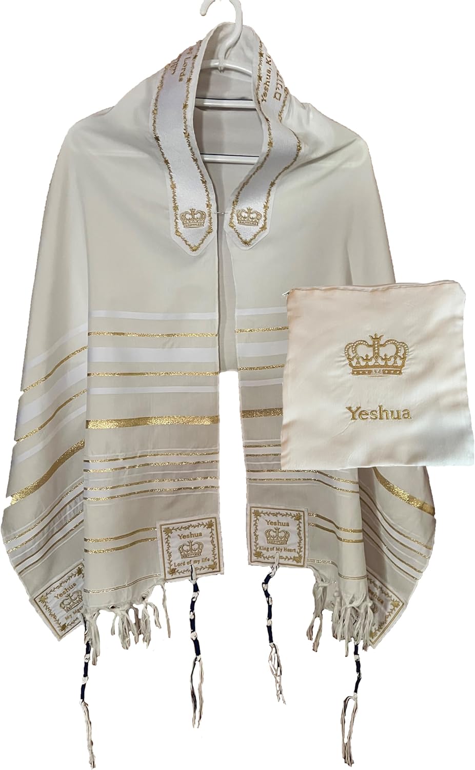 HolyLandMarket Châle Messianique Pour Femme Rose Avec Or – Le