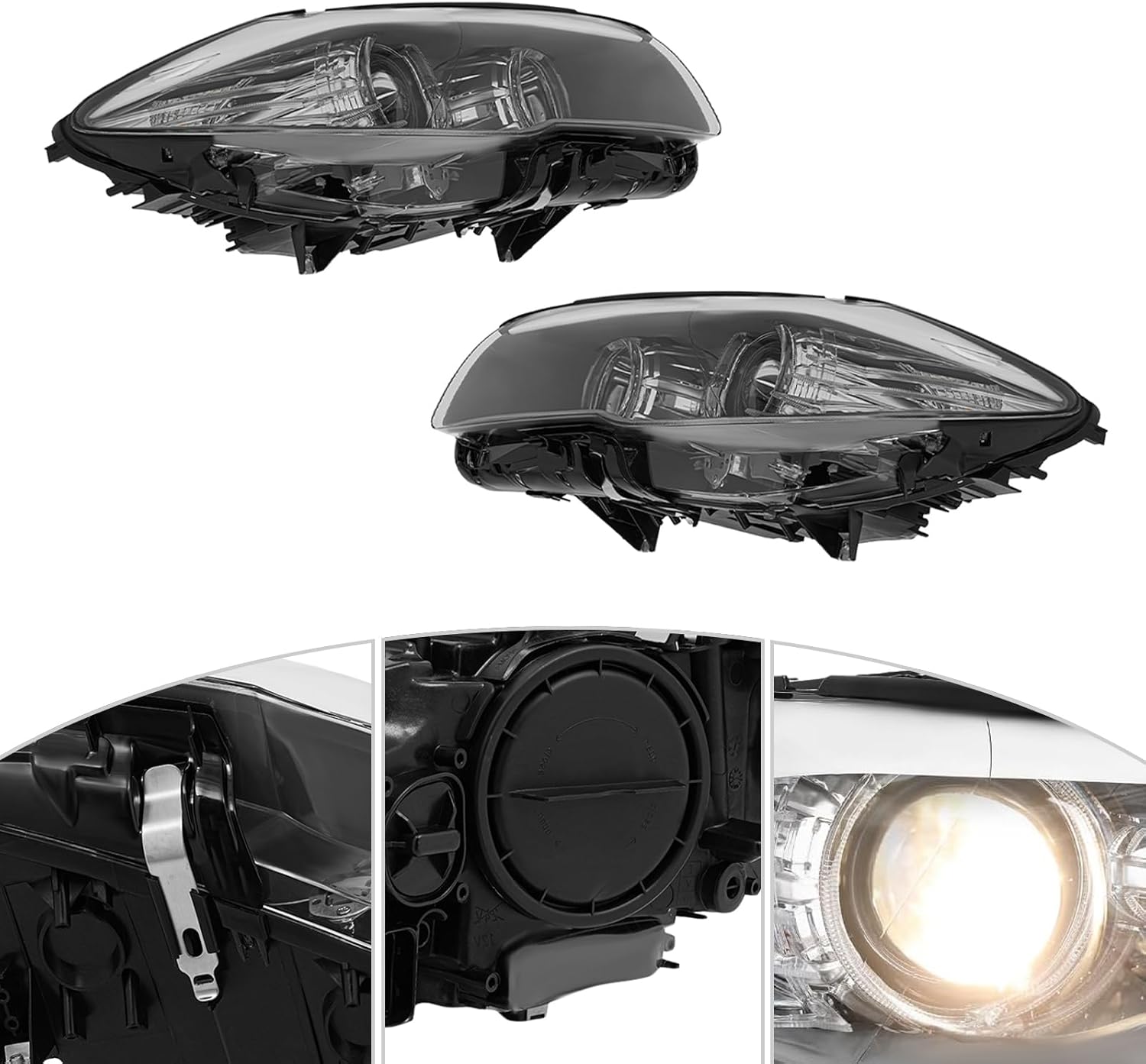 Halogen Headlight Assembly Left+Right Side for 2011-2013 BMW 5 SERIES 535I 528I 550I M5 w/AFS, Driver & Passenger Side Head Lights Direct Replacement Headlamps Assy Set Assembly (Left+Right)