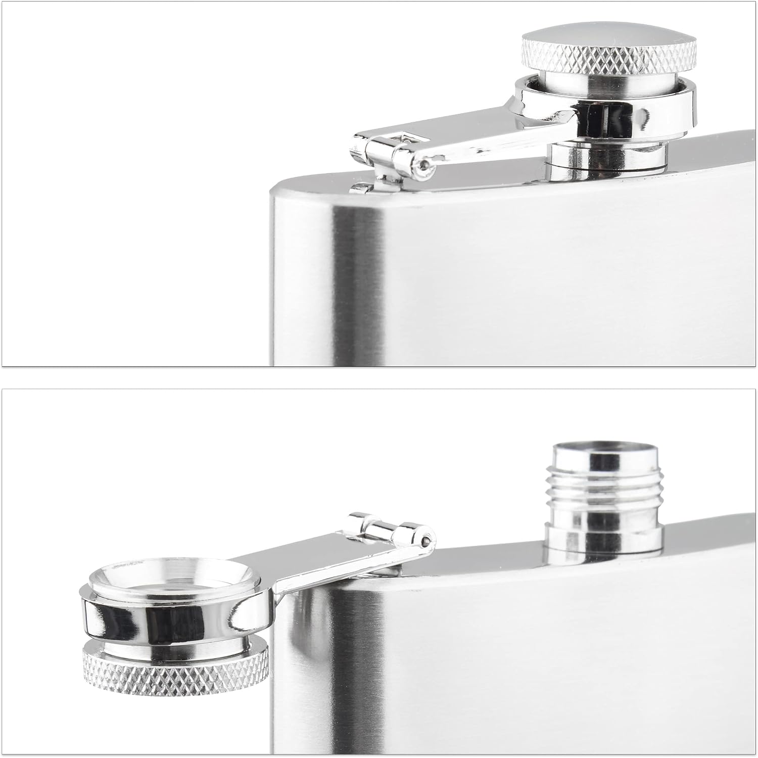 Relaxdays 2 x Stainless Steel Flask with 12 Accessories, 200 ml Pocket Bottle and Glasses, Camping & Events, Silver