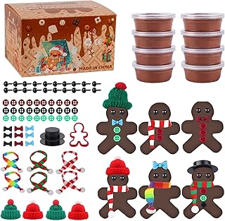 8Pack Christmas Gingerbread Man DIY Crafts Kit - Air Dry Clay Gingerbrea...