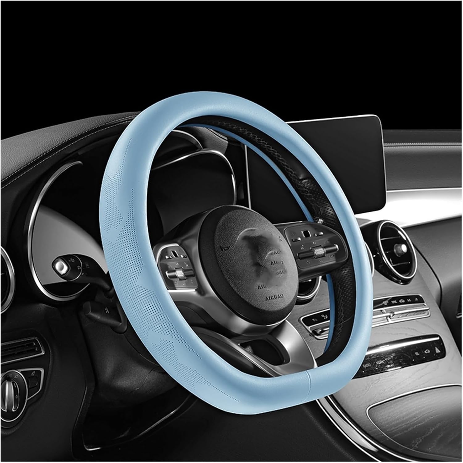 Car Steering Wheel Cover for Audi D-Type Car Steering Wheel Cover Leather Car Interior Wear-Resistant and Durable (Color : 4#)