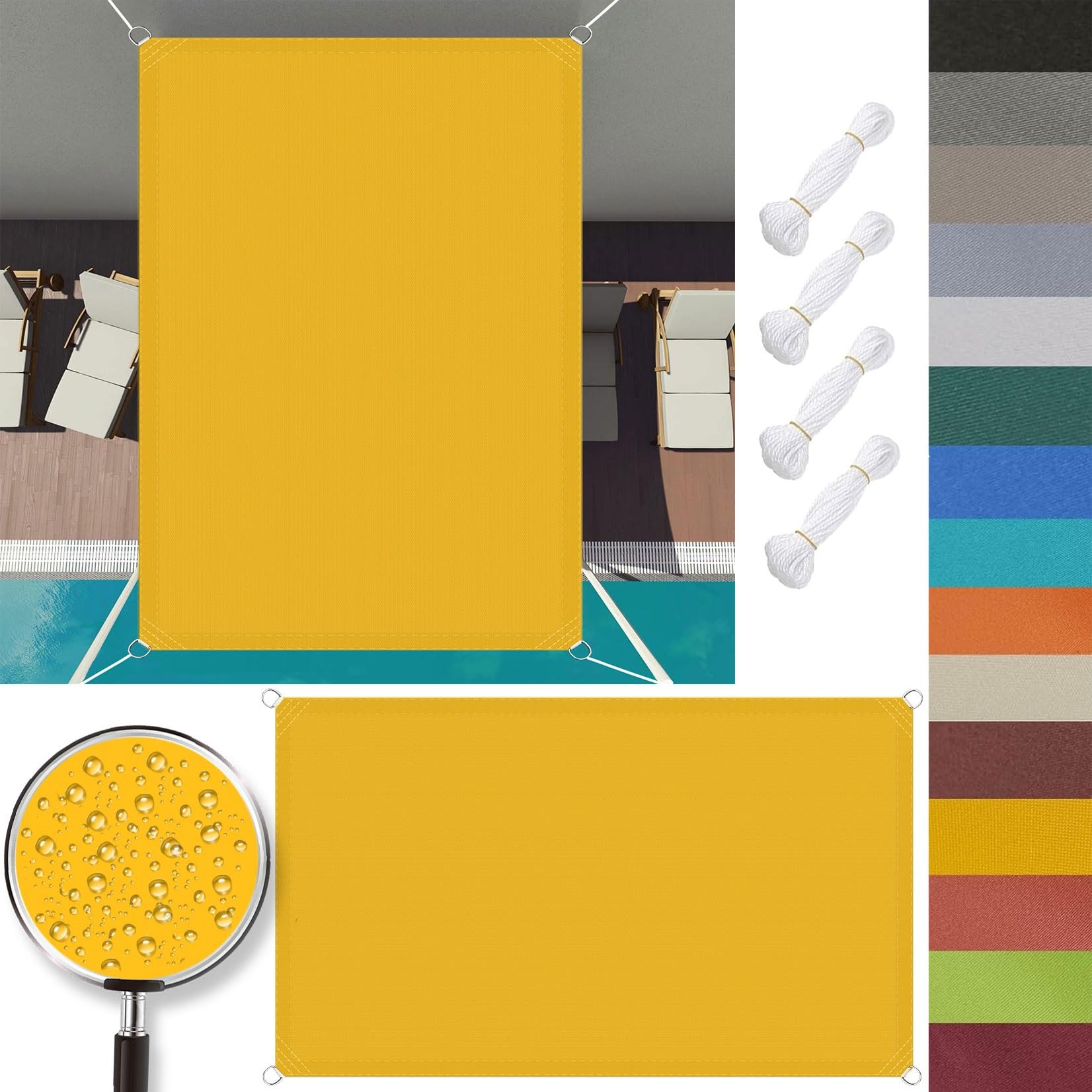 Voile d'ombrage rectangulaire 1.5x4.5m pour protéger le balcon du soleil et de la pluie