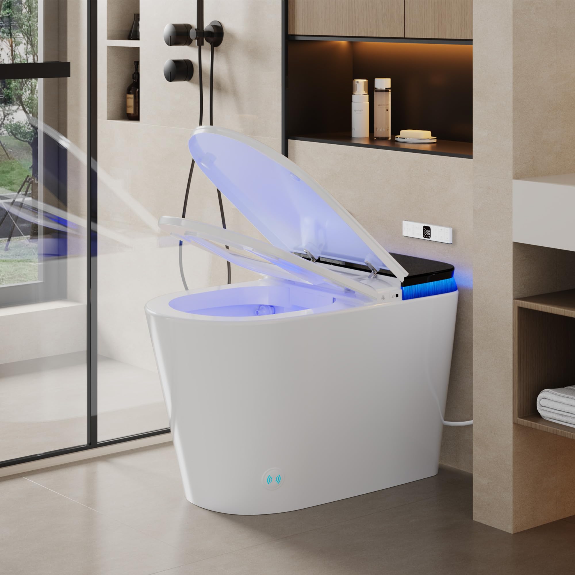 Smart Bidet Toilet with Tank Heated Seat Auto Flush &amp; Seat/Lid UV-C light