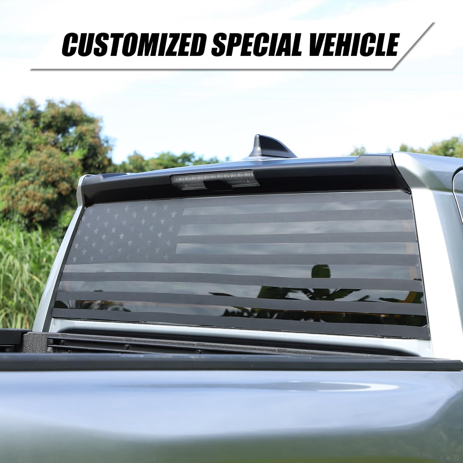 Rear Window Decals Compatible with Toyota Tacoma 2024 2025 2026 Exterior Accessories, American Flag Back Window Decal Truck Rear Window Trim