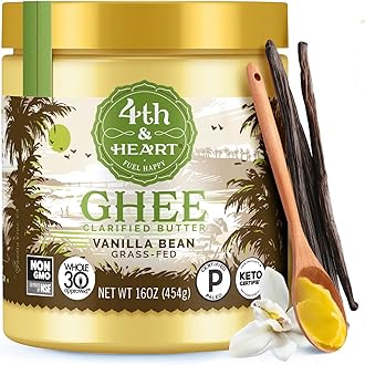 Vanilla Bean Grass-Fed Ghee, Clarified Butter, 1:1 Butter Substitute, Pasture-Raised, Lactose & Casein Free, 16 oz