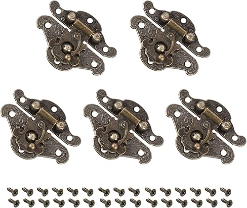 METALLIXITY Cerradura de palanca (1.929in x 1.457in), 5 unidades, cierres de cerrojo de aleación de zinc, para gabinetes, cajas y maletas, tono