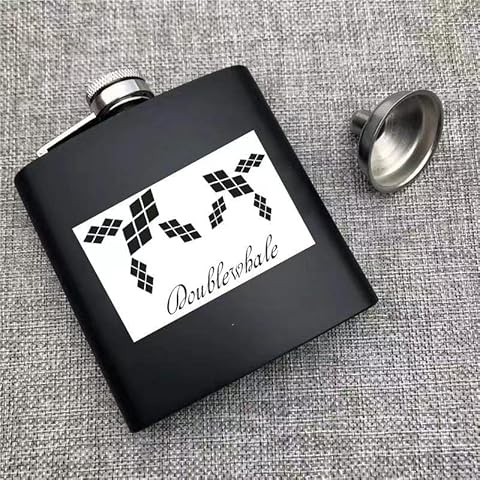 Doublewhale Stainless Steel Drinking Flasks 10OZ Black Cover