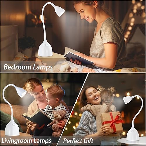Miniatura 5 de Lámpara de escritorio para dormitorio universitario – Luz de lectura LED – Pequeña lámpara de mesa de cuello de cisne flexible ajustable – Lámpara