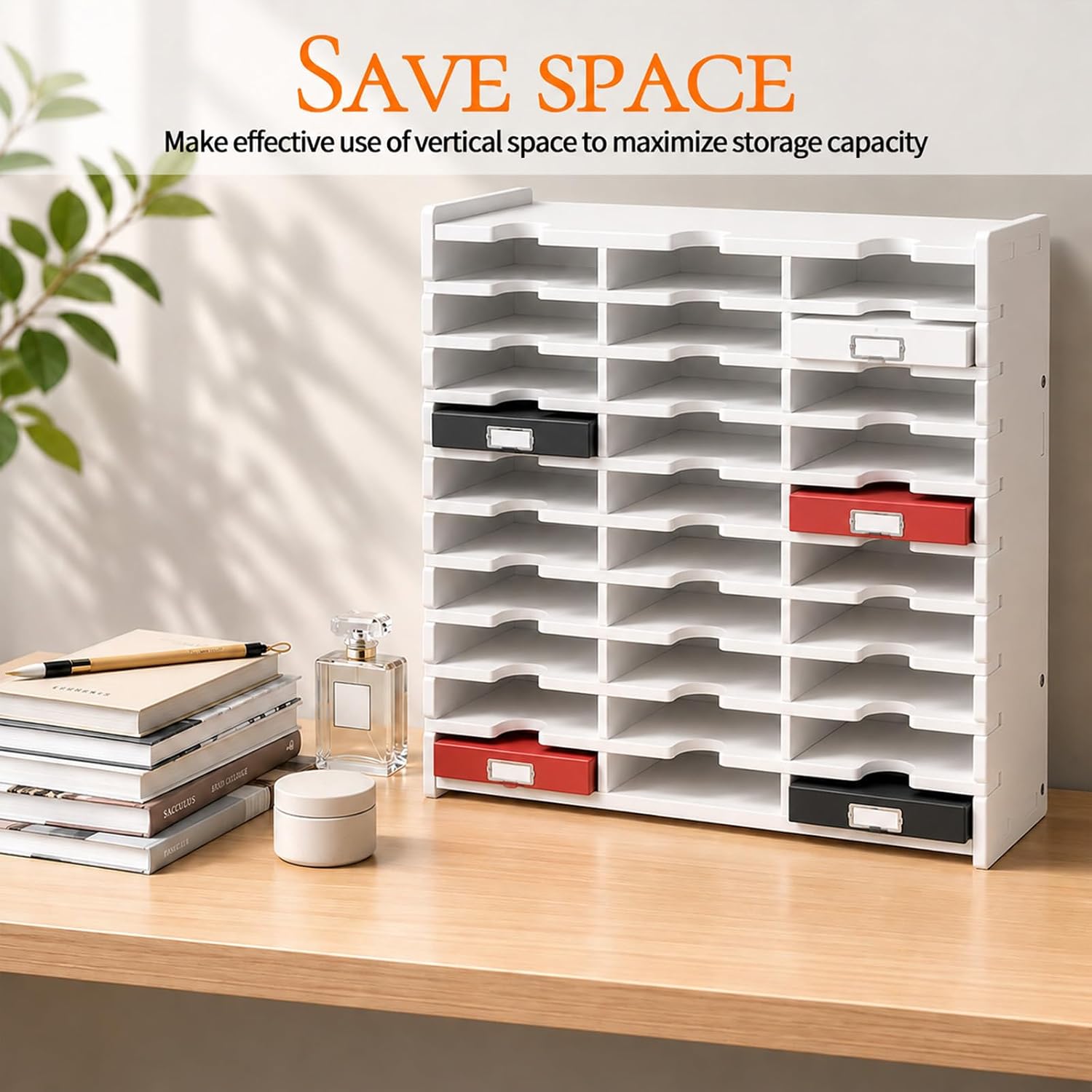 KongTiva 36 Slots Ink Pad Storage Rack, Large Capacity Ink Pad Holder Wall-Mounted Stamp Pad Organizer Holder Compatible with Standard Size Ink Pads Space-Saving Design