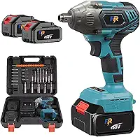 Chave de Impacto Elétrica Sem Fio 800N.M 68V - Kit com 2 Baterias 1.3Ah, Motor Brushless, Entrada Dupla 1/2" e 1/4", Carregador Rápido e Acessórios Completos