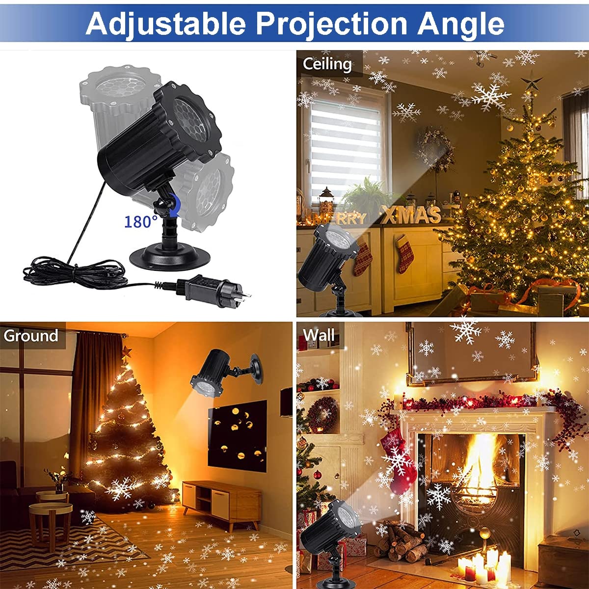 Proyector Luces Navidad, LED Proyector Copos De Nieve, Luces De Proyección Impermeable, Decoración Proyector Luz con Control Remoto, Exterior Lámpara De Proyección para Navidad Halloween