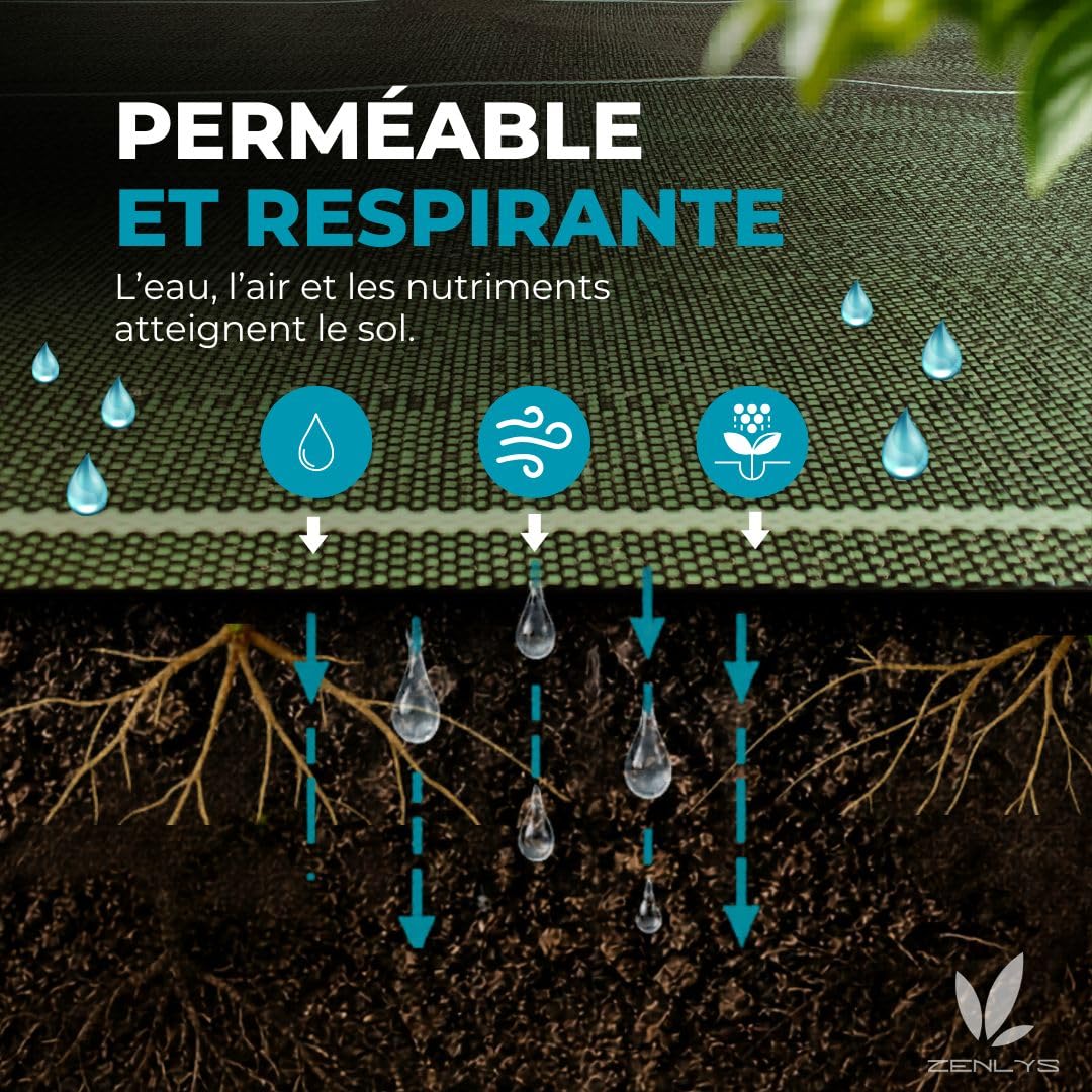 130g/m2 Toile Bache de paillage tissée Anti-Mauvaises Herbes Largeur 5,15m Longueur 5m