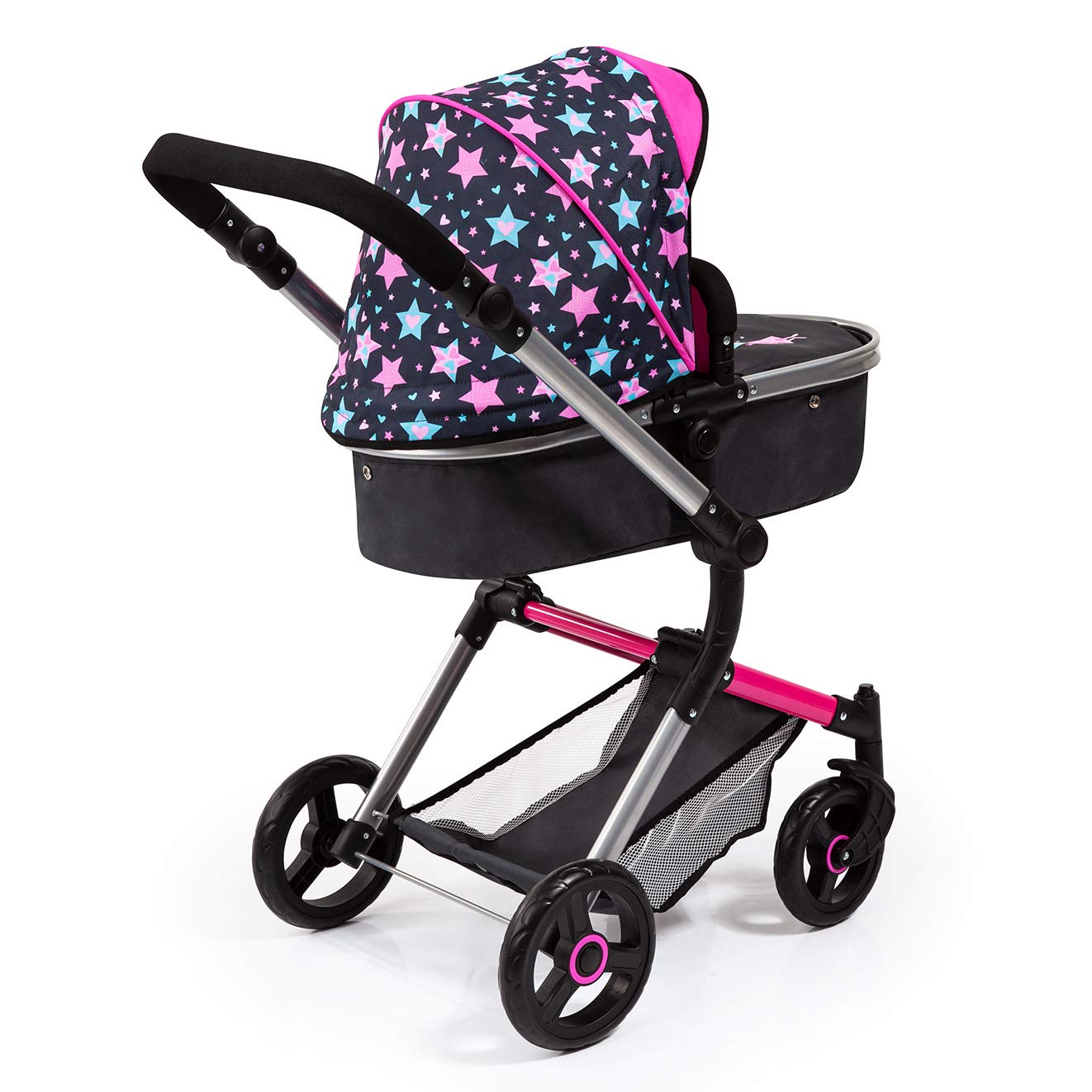 Bayer Design- Cochecito de Muñecas Neo Vario Combolso Cambiador, Convertible, Plegable, Color Rosa, Negro Comhada (18406Aa) | plegable, ajustable