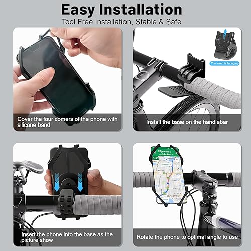 Miniatura 3 de Soporte desmontable para teléfono de bicicleta, ajuste de rotación de 360 grados, adecuado para teléfonos inteligentes de 4 a 6.5 pulgadas,