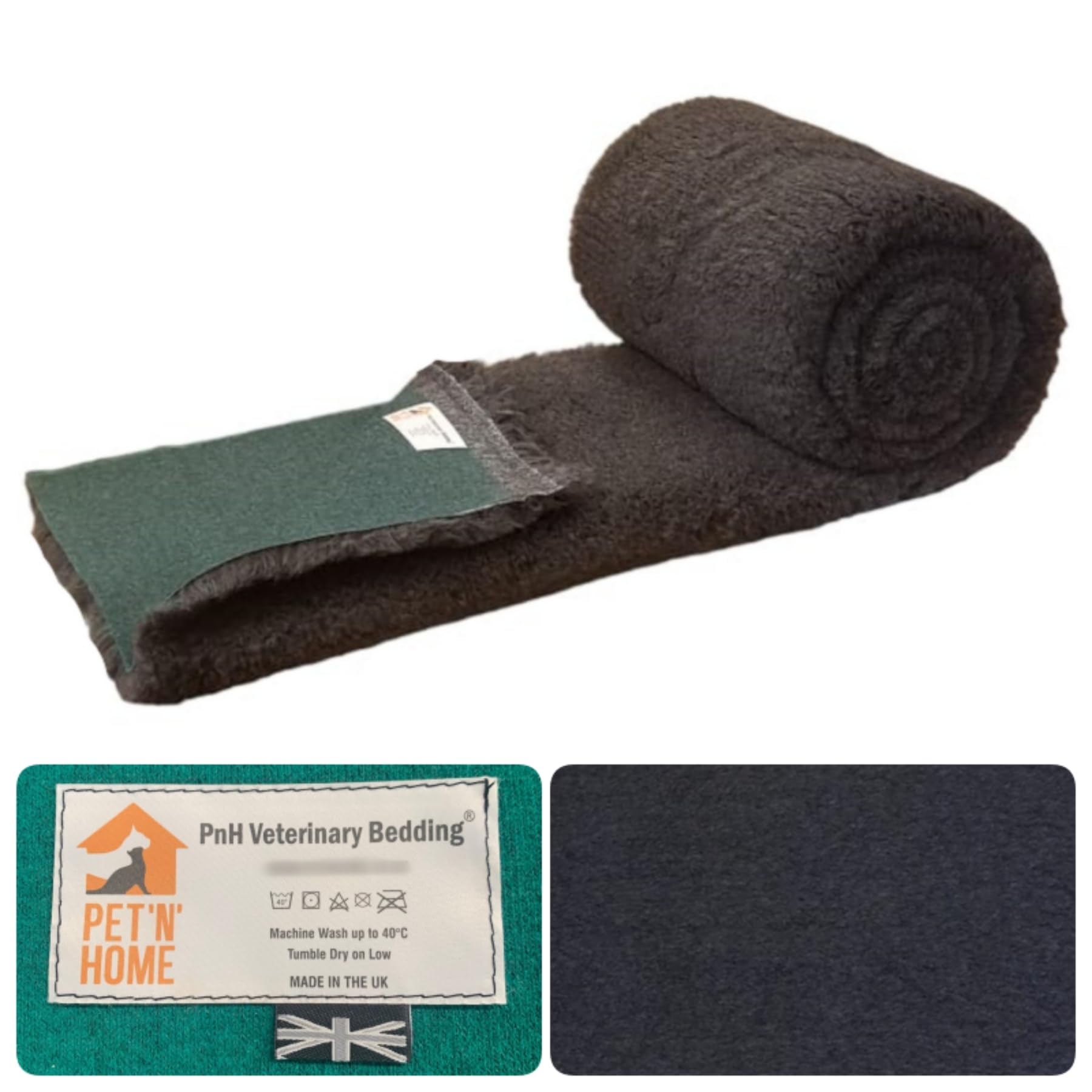 PnH Veterinary Bedding® CHARCOAL/DARK GREY Vet Bedding, Whelping Fleece - Puppy/Dog/Pet Bed (8m x 75cm ROLL)