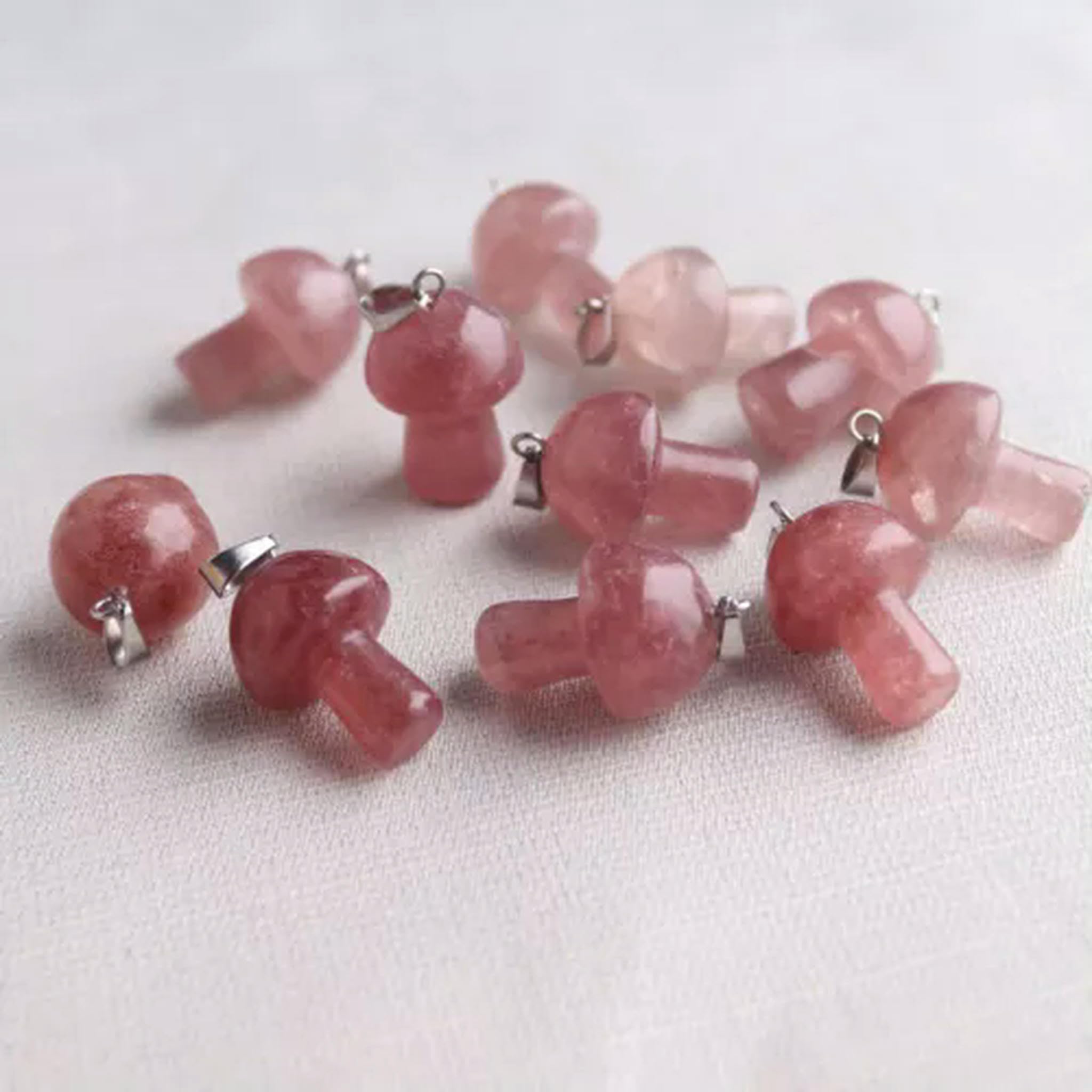Pendentif champignon quartz cerise 50 pièces pour cadeaux faits main