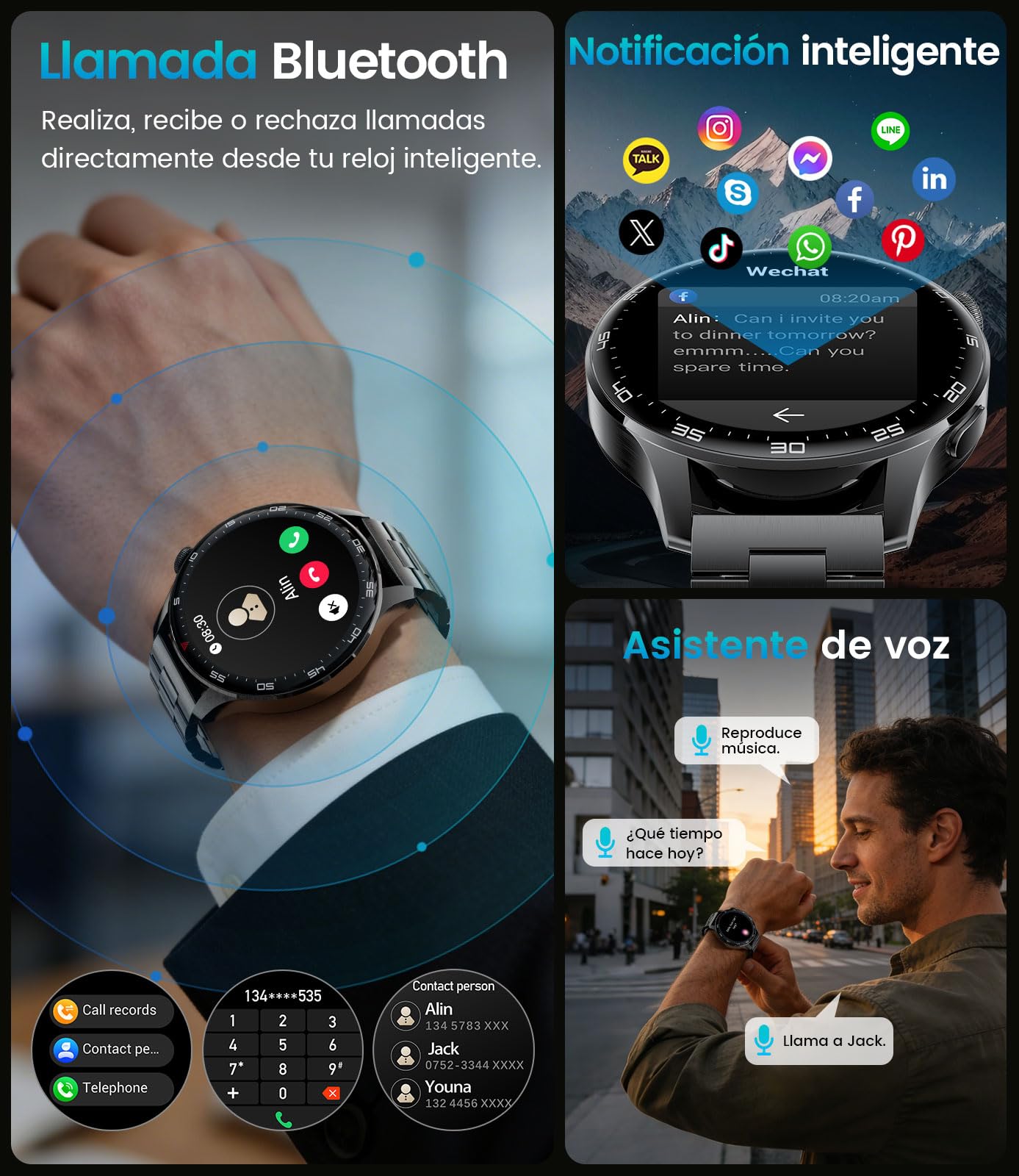 Reloj Inteligente Hombre con 800 mAh, Pantalla Táctil HD Grande de 1.7", Reloj Smart Militar con Luz LED, Función de Llamadas, IP68, 110+ Modos Deportivos Compatible con iOS/Android