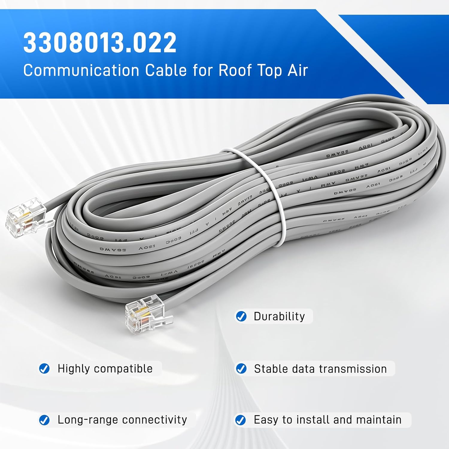 3308013.022 Roof Top Air Conditioner Wiring Harness, Communication Cable for Dometic, 40 ft