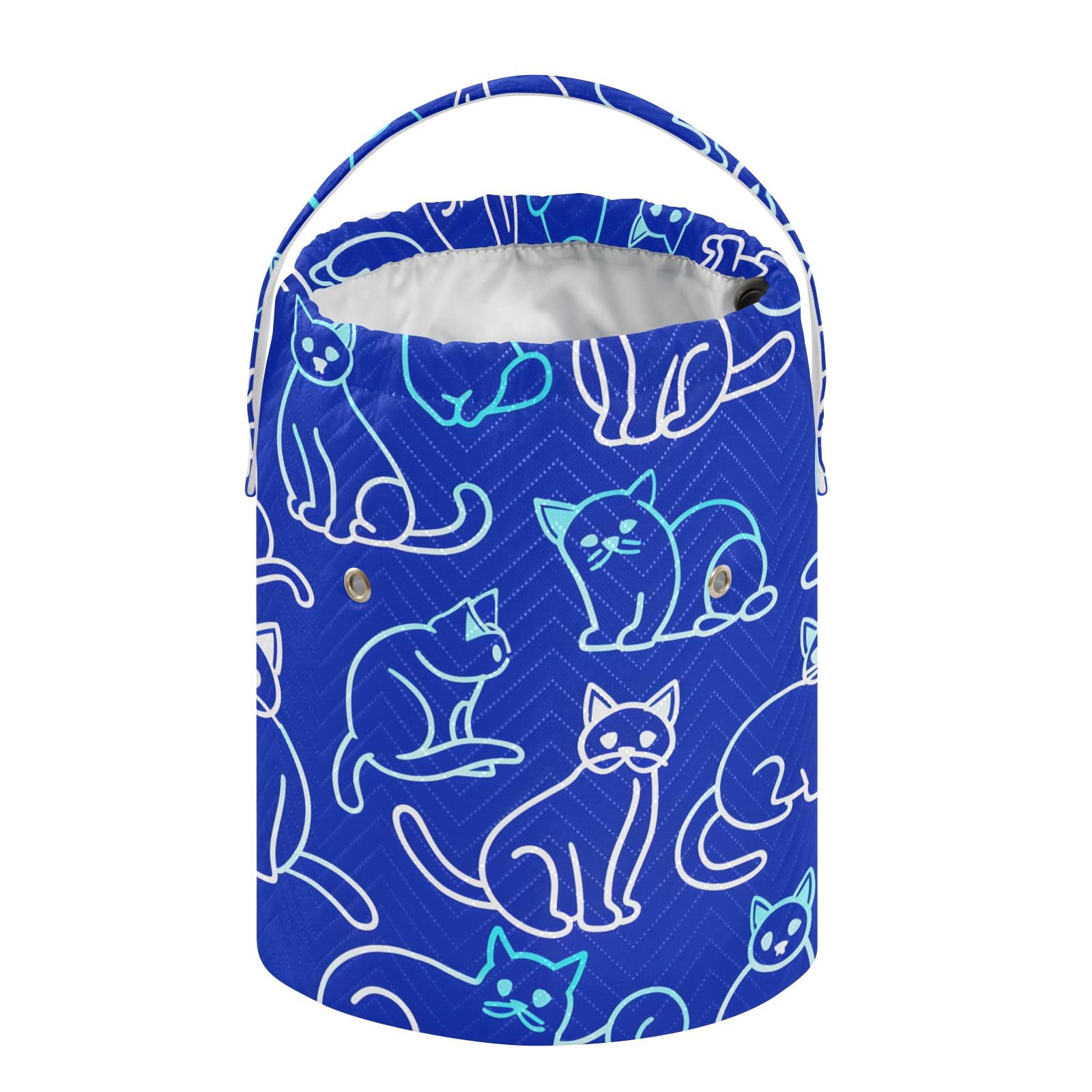 Yarn Storage Bag Small Crochet Bag Knitting Bag Organizer Cute Cats Blue Yarn Bags for Crocheting Basket