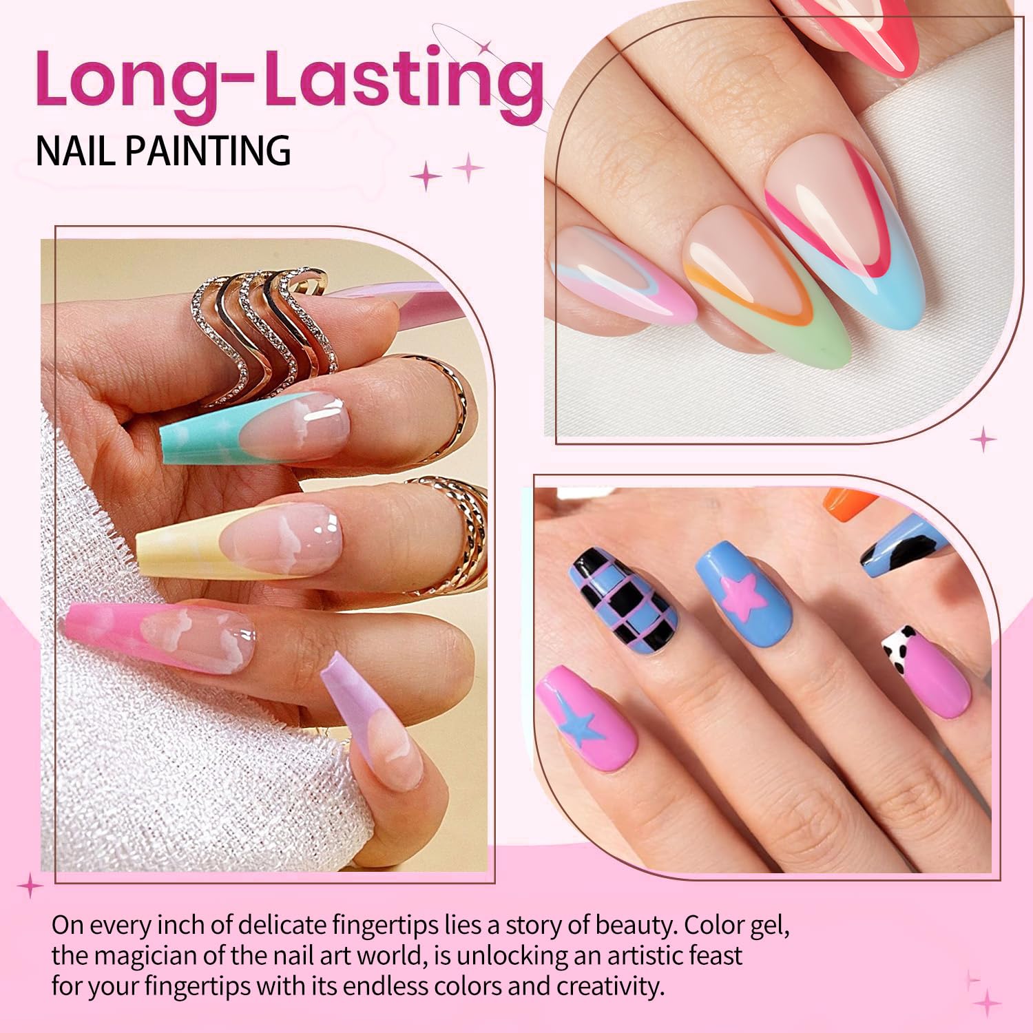 Nail Painting Gel Polish Kit – Pure Color Soak Off Gel per nail art, fai da te e salone, set di pittura per manicure durevole con colori chiari (36)