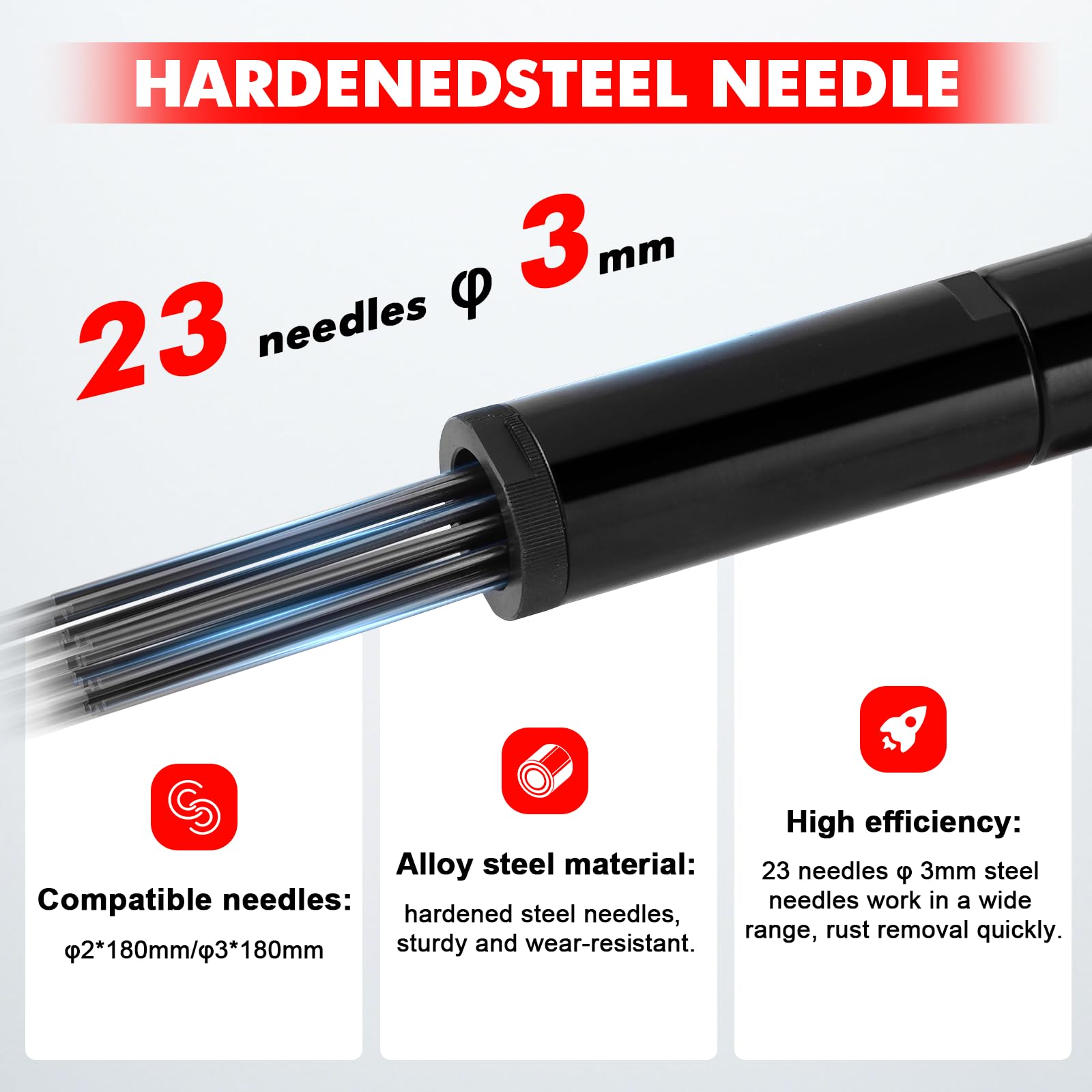 YUCHENGTECH Escalador de Agujas Electrico 1100W | Pistola Eléctrica de Desoxidación Con 100 Agujas de Acero Escalador de Agujas para Quitar óxido Escoria Soldadura y Pintura
