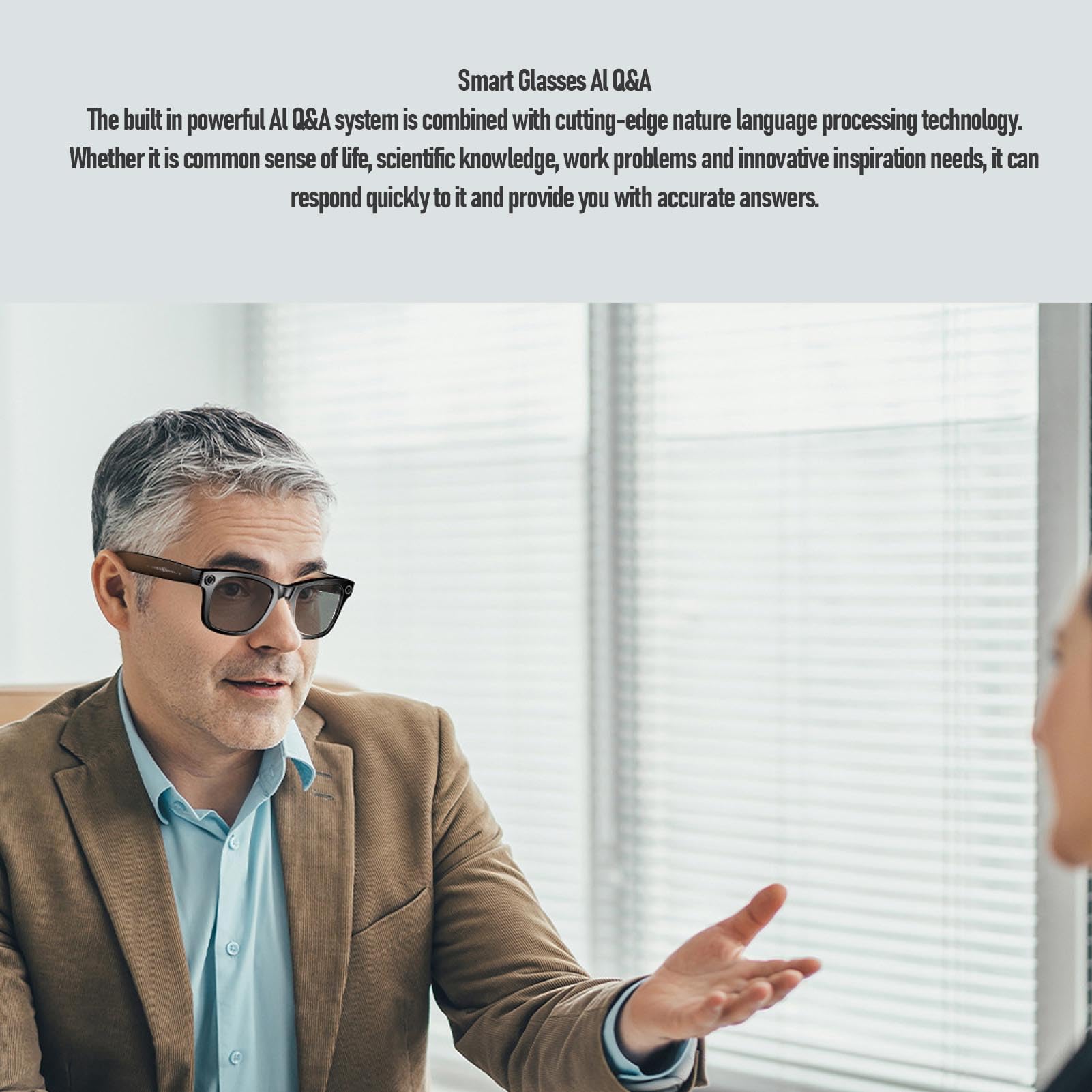 Denash Gafas Inteligentes de IA con Cámara, Gafas de Grabación de Video 4k Portátiles, Traducción en Tiempo Real Gafas Inteligentes Bluetooth para Viajar, Al Aire Libre