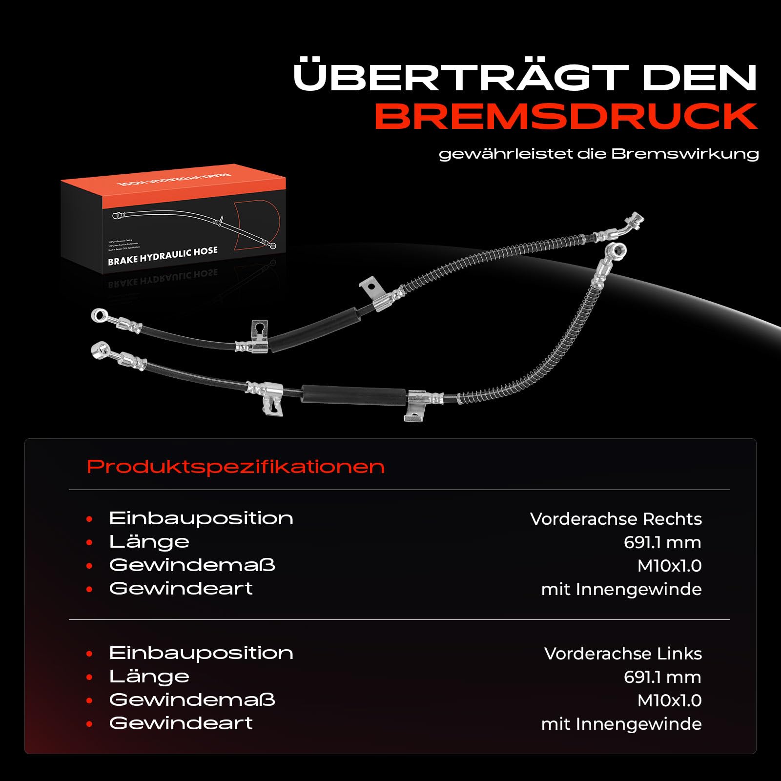 Frankberg 2 mangueras de freno delanteras izquierda y derecha 587323E200 | Compatible con: Sorento I JC