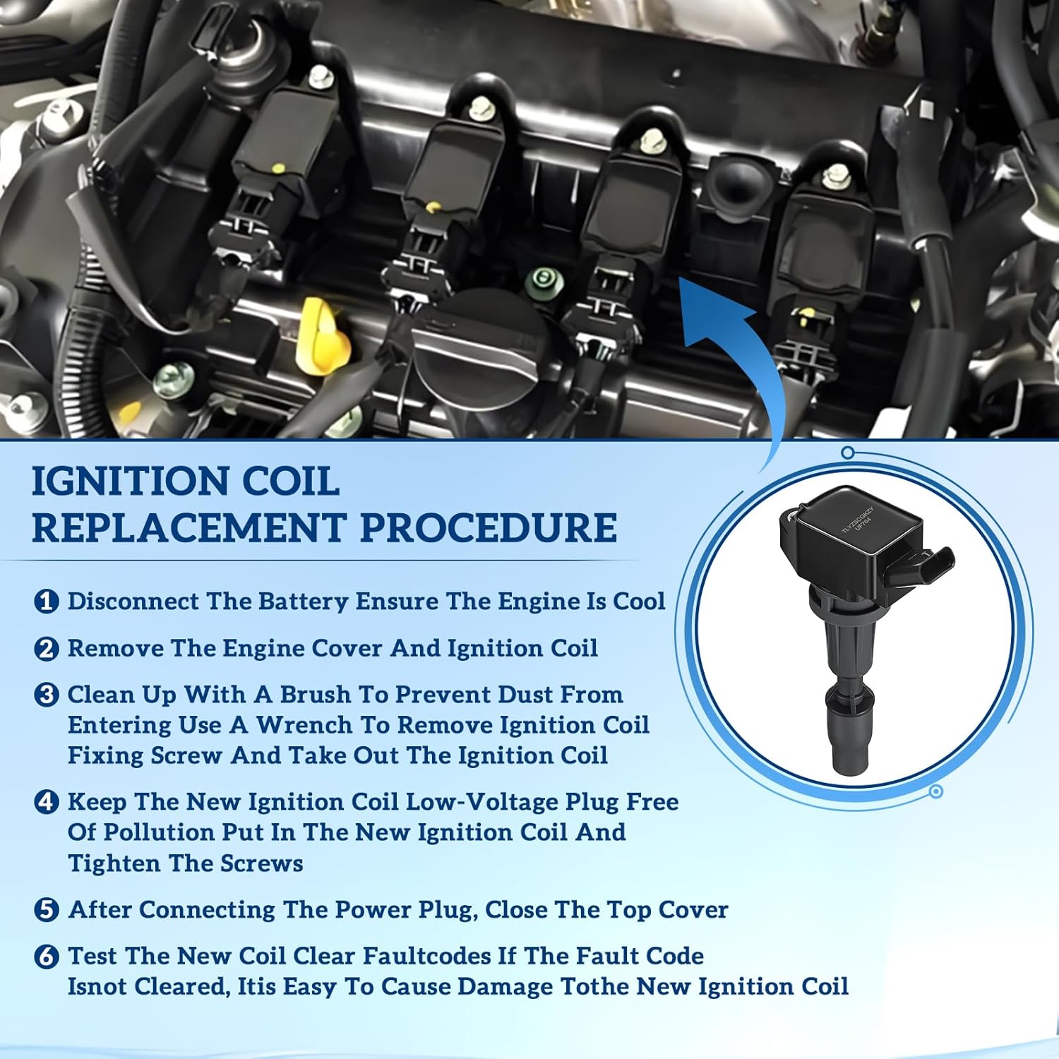 Ignition Coil Pack of UF764: 4Pcs for Kia Optima Sorento Sportage for Hyundai Sonata Santa Fe Sport Tucson 2.0 2.4 L4 for Genesis G70 G80 G90 5.0 2015 2016 2017 2018 2019 2020 2021 Replaces GN10730