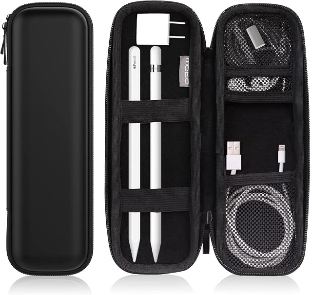 MoKo Holder Case Fit Apple Pencil 1&2, PU Leather Case Fit iPad 9th Gen 2021/8th Gen 2020/7th Gen 2019/iPad Mini 6 2021/iPad Air 4 2020/iPad Pro 11 & 12.9 2021, for Samsung Stylus Pen,Black